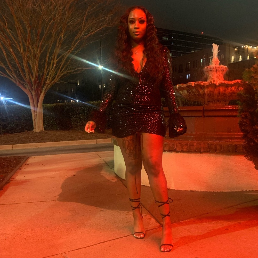 Black v neck glam dress